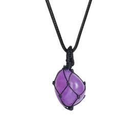 FASHIONZAADI Amethyst Crystal Pendant Necklace with Gemstone, Healing Energy Jewelry, Meditation Gift 1-1.5 Inch