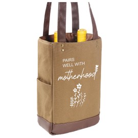 ZVMIS New Mom Wine Bags Gift-New Mother Wine Bag Present-Mother's Day Gift for Mom-New Baby Gift-Pairs Well With Motherhood-Insulated Canvas Wine Tote Bag (Suitable for 2 Bottles)
