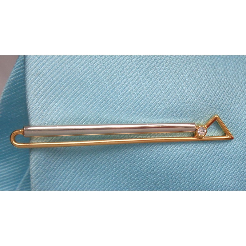 Tie Pin Bicolour with Crystal Stone Approx. 6.7 cm Wide
