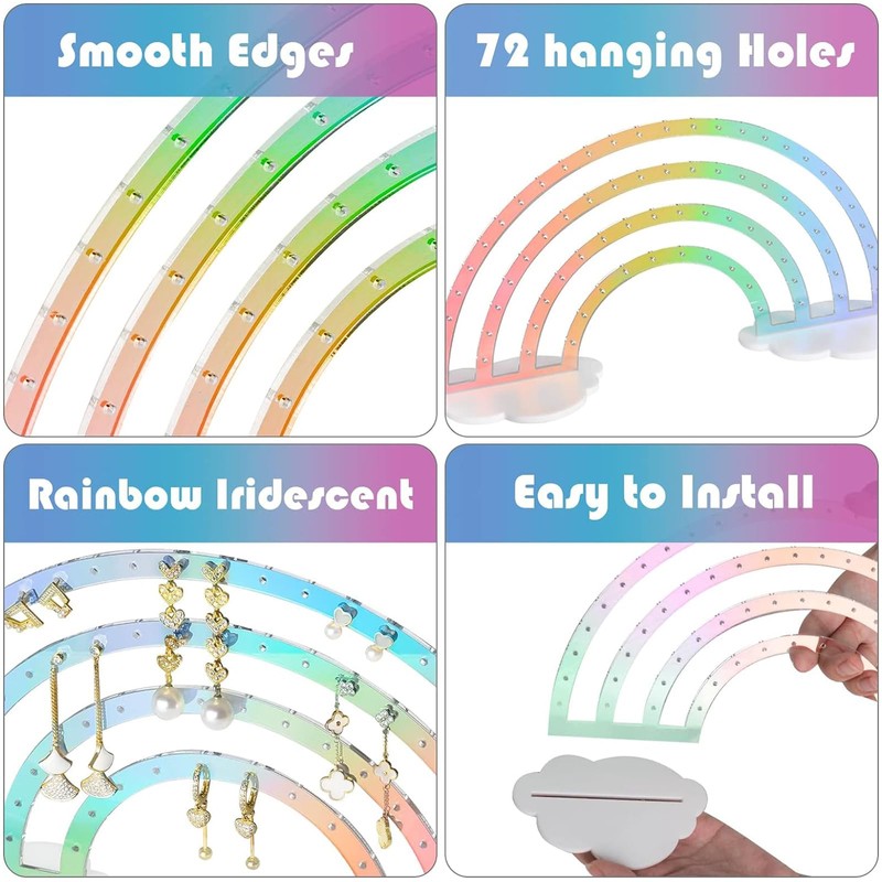 Acrylic Earring Holder, Rainbow Earring Display Stand Organizer, Exquisite Double-Sided