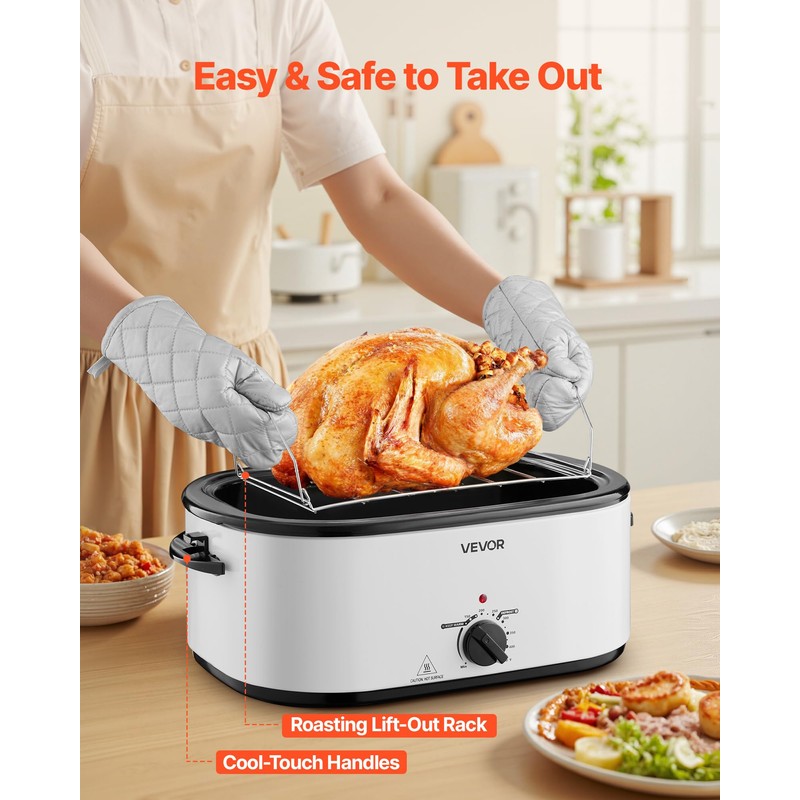 VEVOR Roaster Oven, 26QT Electric Roasting Pan, 150-450℉ Adjustable Temperature