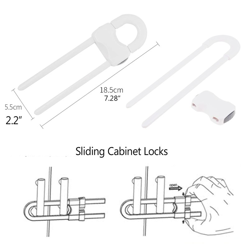 Sliding Cabinet Locks, Child Safety Locks U-Shaped Adjustable Child Proof