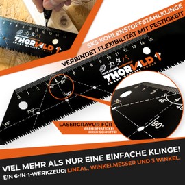 THORVALD Folding Japanese Saw 240 mm – Includes Deep Hole Marker – High Precision Professional Hand Saw Wood & PVC – Versatile Wood Saw Fine Saw Pull Saw Folding Saw Outdoor