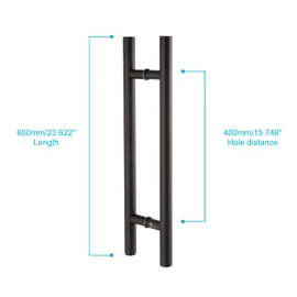 TOGU TG-6012 24 inches Solid Standoffs Heavy-Duty Commercial Grade-304 Stainless Steel Push Pull Door Handle/Barn Door Pull Handle/Glass Pulls, Matte Black Finish
