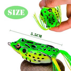 3 Pcs Topwater Frog Lures Set Soft Frog Fishing Lures with 3D Eyes Hollow Body Lures for Bass Pike Snakehead Dogfish Salmon Musky