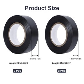 Pack of 4 Self-Welding Insulation Tape, Wiring Harness Tape, Insulation Tape, Waterproof, Heat Resistant Electrical Tape, Black Insulation Tape for Repairs and Insulation, 18 mm x 20 m / 16 mm x 15 m