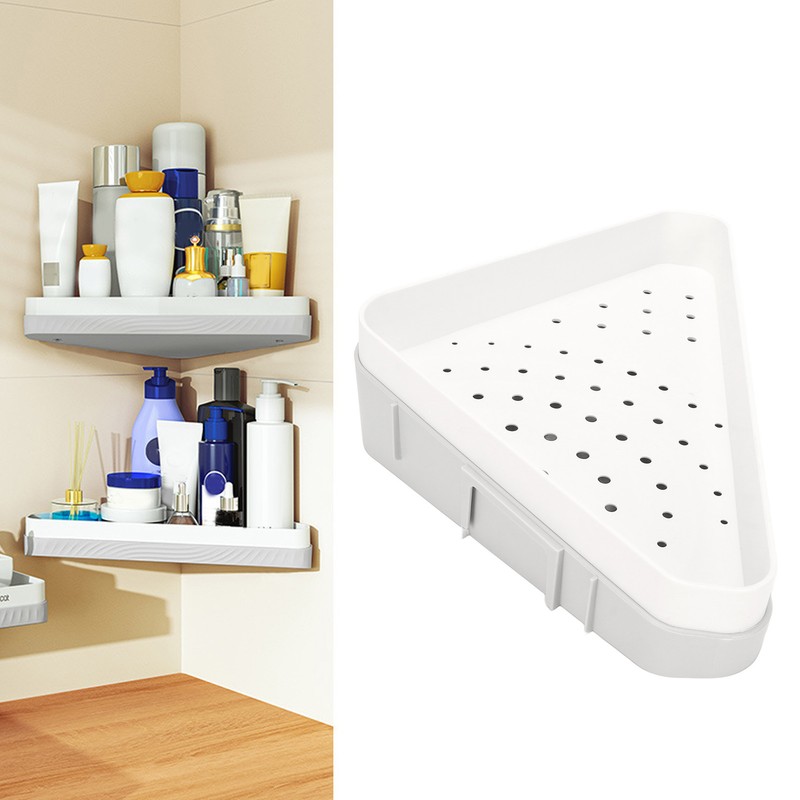 Triangular Corner Shower Shelf Rack Elegant Wall Mounted Bathroom Shelf