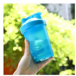 CHNLML Protein Shaker Bottle 400ML/16Oz w. Shaker Ball for Protein Shake, Shaker Bottle with Mixing Ball, Leak-Proof, BPA-Free, for Gym, Workout, Juice Mixer (Blu/Blu, 16Oz-400ML-1Bottle)