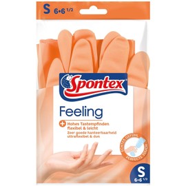 Spontex Feeling Household Gloves, 18 Pairs, for All Sensitive Household Cleaning and Care Works, High Tactile Sensation, Size S (18 x 1 Pair)