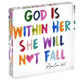 God Is Within Her She Will Nor Fall Christian Gifts for Women, Bible Verse Desk Decor Spiritual Acrylic Plaque Decorative Sign for Birthday Mom Sister Friend, Inspirational Religious Gifts for Her