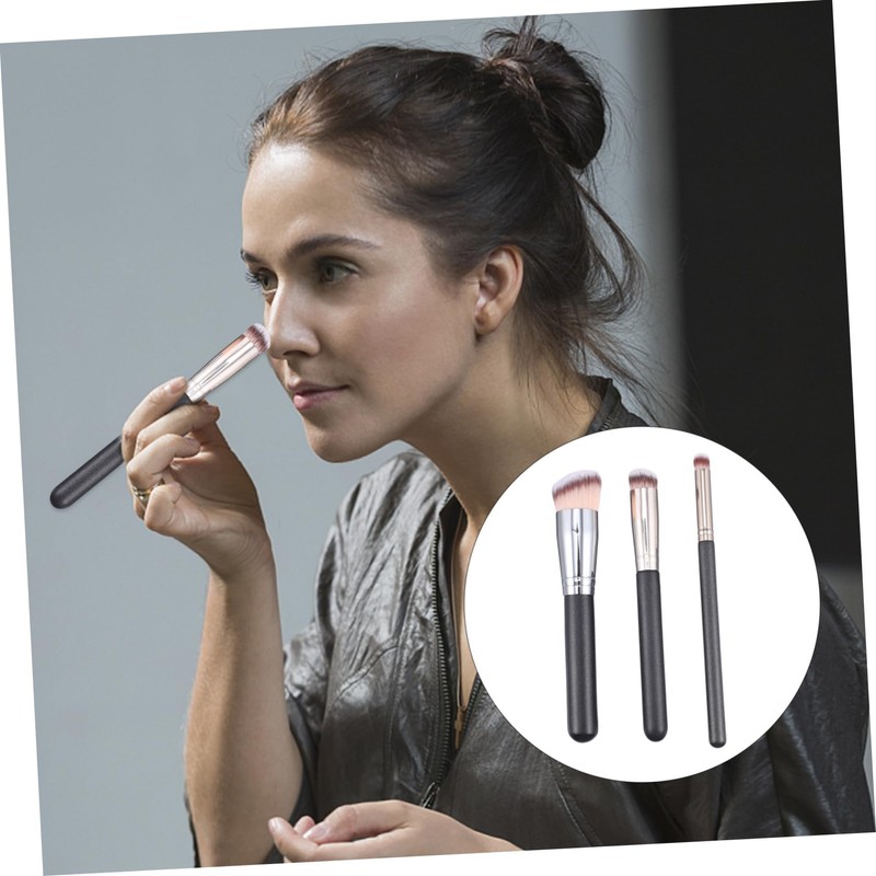 WOONEKY Essential Makeup Tools 1pc Foundation Brush 2pc Concealer Brushes