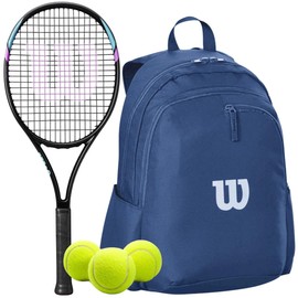 Wilson Six LV Tennis Racquet (4 3/8" Grip) Bundled with (1) Wilson Advantage 2.5 Backpack (Navy) and (3) Balls