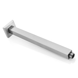 Square 12 Inch Ceiling Mounted Shower Arm With Flange, Straight Rain Shower Head Extension Arm, Brushed Nickel.
