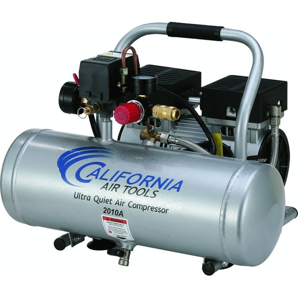 California Air Tools 2010A Ultra Quiet and Oil-Free 1.0 HP 2.0-Gallon Aluminum Tank Air Compressor,Silver