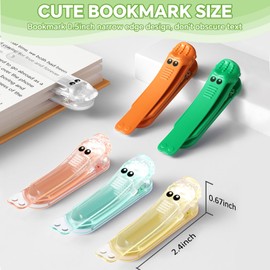 6Pcs Silicone Automatic Bookmarks, Unique Visualized Book Markers for Reading Women, Cute Alligator Clip Designs, Stay in Place and Follow as You Read, Reading Accessories Gifts for Book Lovers