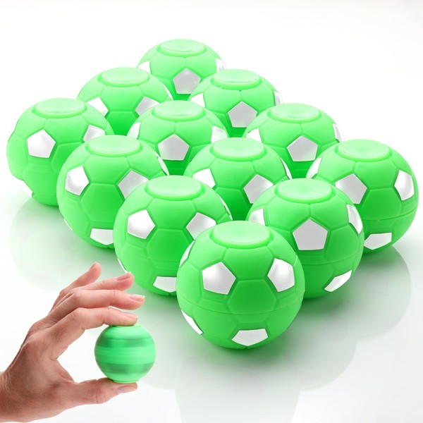 Entervending Fidget Spinners - 2 Inch Stress Balls - 12 Pcs Soccer Party Favors - Green Mini Fidget Spinners - Classroom Prizes - Fidget Spinners for Kids