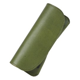 [ENTRAMBI] Tochigi Leather, Round Flap, Glasses Case, Genuine Leather, Stylish, Men's, Women's, Made in Japan, green