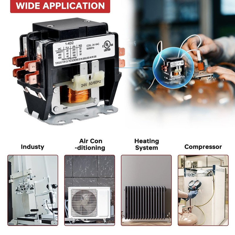 BOJACK 2 Poles FLA 40 Amp Coil 24 VAC Air