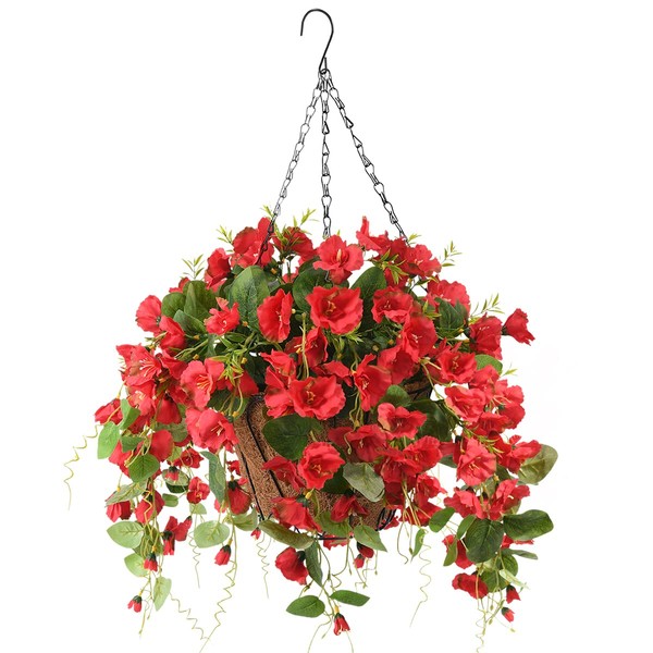 Homsunny Artificial Hanging Flowers Basket,Fake Silk Plants,4 Packs Faux Floral