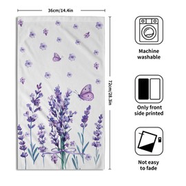 Lavender Flower Hand Towels Set of 2 Purple Butterfly Kitchen Dish Towels Soft Fingertip Bath Bathroom Towel for Face Gym Spa Home Decor