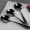Teyyvn 16-Piece Round Soup Spoons, Black Stainless Steel Bouillon Spoon