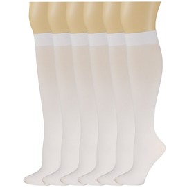 SUMONA 6 Pairs Women Opaque Spandex Knee High Trouser socks (9-11, White)