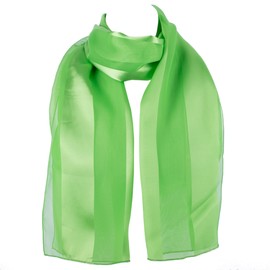 Hat To Socks Plain Elegant Chiffon Satin Scarf (Lime)