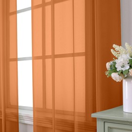 Aiyufeng - Cortinas translúcidas en 2 paneles, filtrado de luz, ventilación, bolsillos de barra, para la cocina, dormitorio, sala, cada una de 107 cm de ancho por 183 cm de largo, color naranja