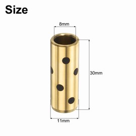 sourcing map 3pcs Sleeve Bearings 8mm Bore x 11mm OD x 30mm Height, Wrapped Oilless Bushings Brass Graphite, JDB Oilless Graphite Lubricating Cast Brass Bushing