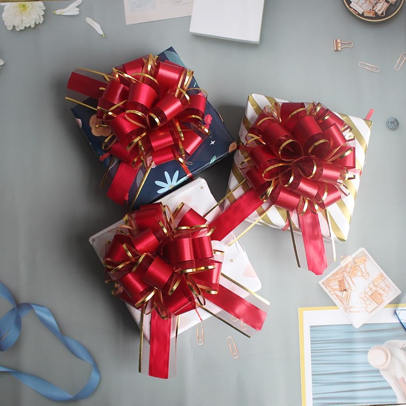 HQJAXJ 6 Pieces Bows for Gift Wrapping Pull Bow Ribbon