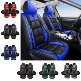 Xiangta Blue Full Set Car Seat Covers Leather Universal Deluxe Luxury Comfortable Automotive Vehicle Cushion Covers for CarsSize: Universal Size, Color: Black & Red