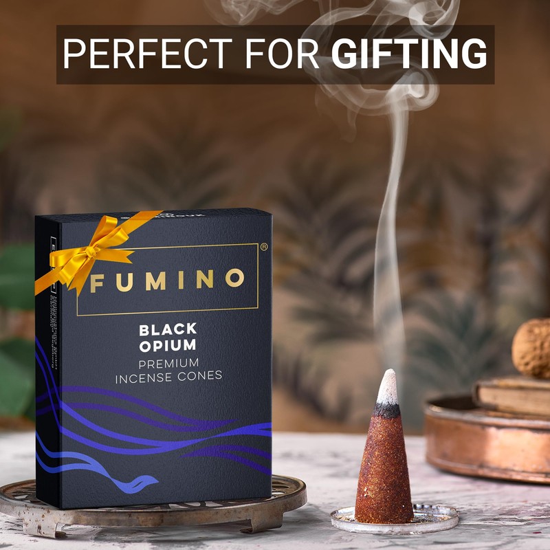 Fumino® Black Noir Fresh Incense Cones 20 per Box Masala