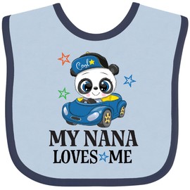 inktastic My Nana Loves Me Grandson Panda Baby Bib Blue and Navy 43f9c