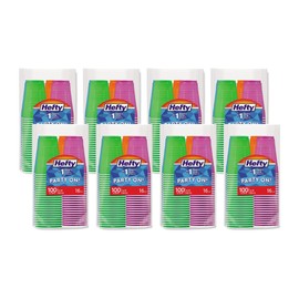 Hefty Party Cup Variety Pack, Disposable Plastic Party Cups, Easy Grip & Durable, Assorted Color Cup Variety Pack, 16-Ounce Cups, 100 CT (Pack of 8)