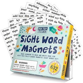 – Sight Word Magnets for Fridge – 632 pc Home School Essentials – Magnetic Sentence Building for Kids - Big .75" Tall Magnet Words – Fun Reading Learning Games for Children Ages 5-7