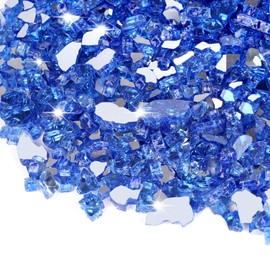Mesida Fire Glass for Propane Fire Pit - 10 lb Reflective High Luster Glass Rocks, Cobalt Blue 1/4-Inch Fire Pit Glass for Indoor/Outdoor Fireplace & Fire Table, Tempered Decorative Firepit Rocks