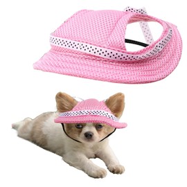 Dog Hat for Extra Small Dogs to Wear Puppy Bucket Hats with Ear Holes and Chin Strap Dog Visor Hat Beach Sun Protection Baseball Cap for Terriers Pug Chihuahua Shih Tzu Yorkshire (S, Pink)