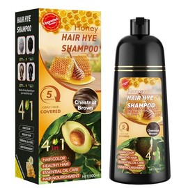 Chestnut Brown Hair Dye Shampoo 3 in 1 for Women & Men 100% Gray Hair Coverage - Herbal Ingredients Natural Plant Hair Color - Hair Dye in Minutes 500ML
