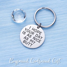 LParkin I Hope Your Day Is Nice As My Butt Keychain Thoughtful Gifts for Men Cute Boyfriend Thinking of You Detalles Para Regalar a Tu Novio