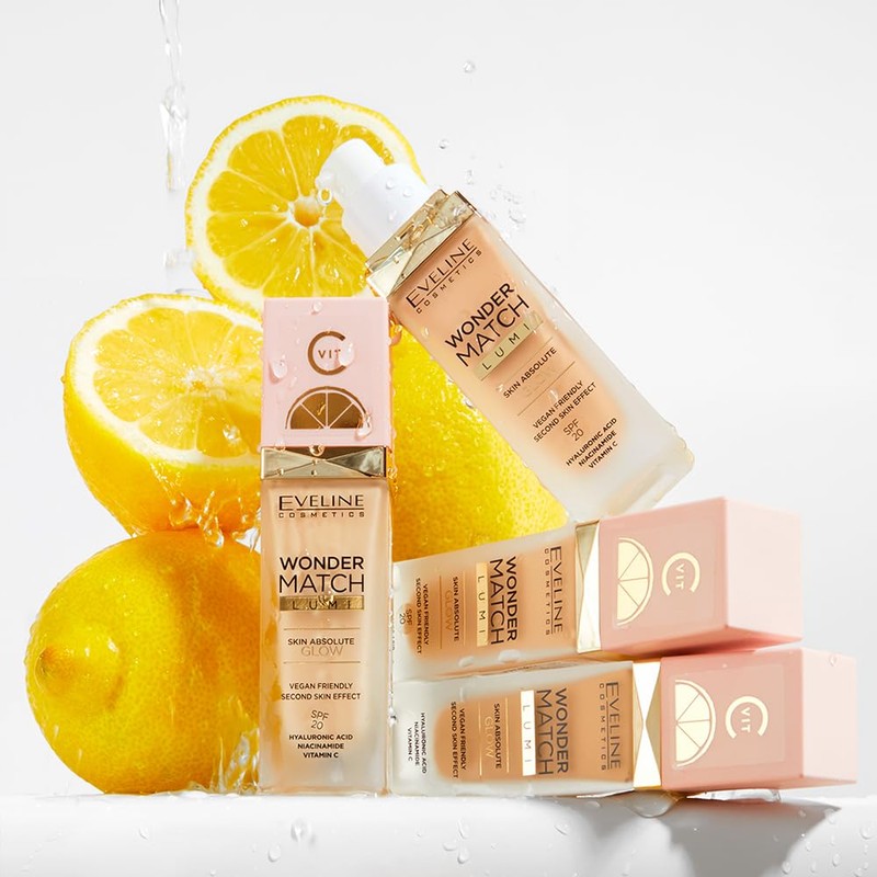 Eveline Cosmetics Wonder Match Flüssige Foundation mit Hyaluronsäure, Niacinamid &