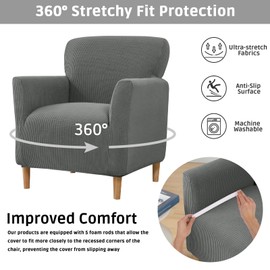 Niuoppy Armchair Covers Banquet Slipcovers, Stretch Arm Chair Covers, Single Armchair Slipcovers Anti-slip, Thicked Armchair Cover for 1 Seat Sofa Armchair Protector (Dark Grey)
