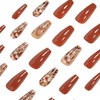 Autumn and Winter Brown Flowers False Nails