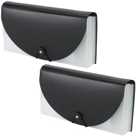 Ailunate Receipt File, Document File, Receipt Holder, File Case, Document Organizer, Storage, Black, Black, Pack of 2