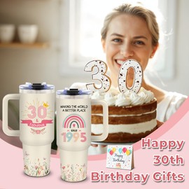 Vprontse 30th Birthday Gifts for Her - 30 Birthday Gifts for Women - 30th Birthday Tumbler Cups - 30 Year Old Gift for Women, 1995 Tumbler (Cream, 40 oz)
