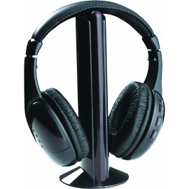 Sly Electronics SLH200W: Wireless & Transmitter 6 in 1 Headphones - Black