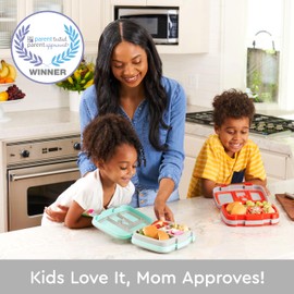 Bentgo® Kids Prints - Lonchera bento a prueba de fugas, de 5 compartimentos, porciones de tamaño ideal para niños de 3 a 7 años, sin BPA, apta para lavavajillas, materiales aptos para alimentos (perritos)