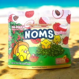 Hawaii Candy Factory NOMS Lychee, Li Ming & Lemon Peel Covered Gummies, 2.6 oz, Resealable Bag
