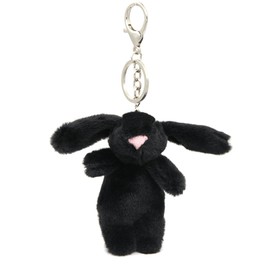 Spenlly Cute Bunny Bag Charm, Kawaii Bunny Keychain 3.5" Inch Mini Rabbit Purse Charm Decoration for Women Girls (Black)