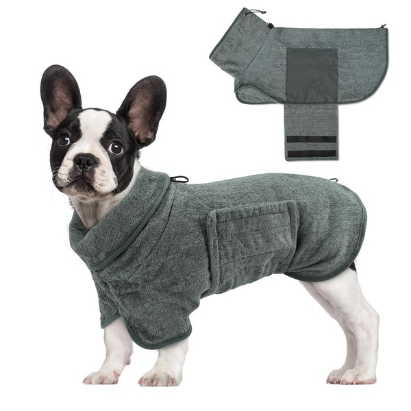 Woiil 100% Cotton Dog Bathrobe, Ultra Absorbent Dog Bathrobe with