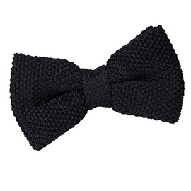 DQT Men Knit Knitted Plain Casual Pre-Tied Bow Tie in Black